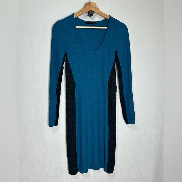 French Connection real and black/charcoal stretchy scoop neck dress - 6 - Picture 1 of 4